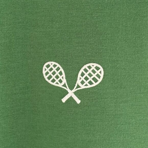 Jane + Delancey Women's 2X Green Tennis Racquet Print Sweatshirt - Picture 5 of 9